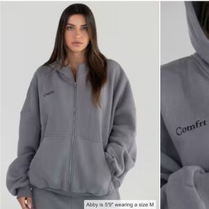 Comfrt Women's Charcoal Zip-Up Hoodie